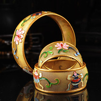 Tibetan Buddhist supplies cloisonne eight auspicious gold 1 manza pan manda panman tea teaching large pan diameter wire 3cm