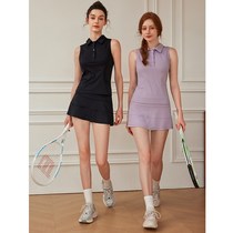 2024 New Professional Sleeveless Tennis Skirt Sports Suit Womens Badminton Wear Fitness Yoga Skirt Double Pocket Skirt