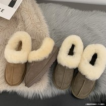 Thick-soled snow boots fur integrated short boots 2024 new style fur slippers warm thickened cotton shoes for outer wear
