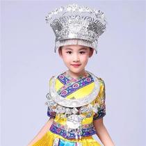 Ethnic minority headwear children k girls hat female ethnic style collar Yunnan handmade silver jewelry seedlings
