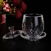 Water supply cup Buddha cup white crystal glass water supply cup seven supply D eight supply bowl holy water cup non-oxidized three pieces
