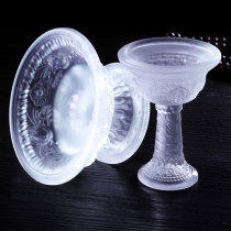 Small glass guardian cup Tibetan n-eight auspicious water supply cup Tantra Buddha supplies Buddha cup in front of the Buddha white