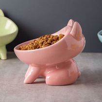 High-foot bowl cat ceramic cat bowl o protects cervical vertebrae oblique mouth cat food bowl drinking water pet prevents knocking over cat and dog food bowl