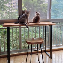 Nordic commercial solid wood bar table home balcony small bar wrought iron D wall long table with bar counter high table