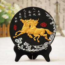 New product live small charcoal carving handicrafts housewarming gift carbon carving disc TV cabinet living room happy ornaments home decoration