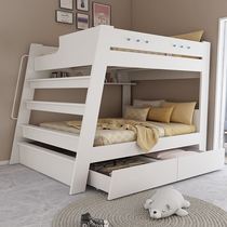 Upper and lower bed Double beds Small family k Type primary and secondary beds multifunctional combined high and low bed solid wood two floors up and down children