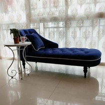 New European-style classical chaise longue chair American velvet fabric pull-button chaise longue French style living room bedroom single sofa