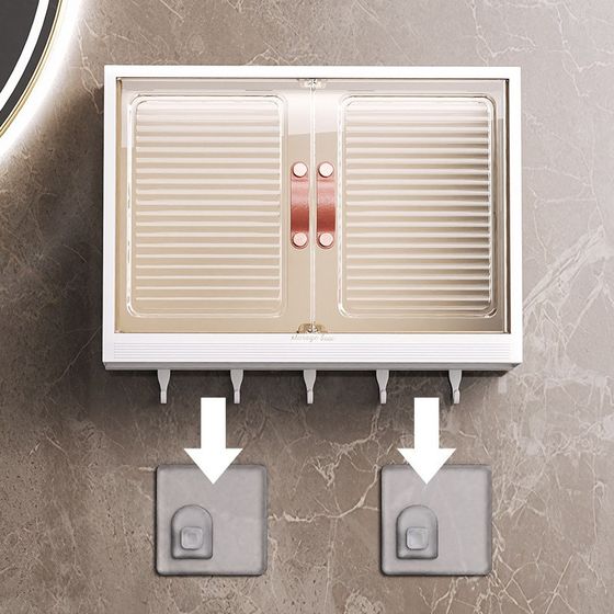 浴室收纳柜免打孔壁挂带磁吸柜门防尘储物架洗漱台马桶上方置物架