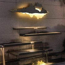 Waterfall wall villa courtyard landscape design stacked water curtain wall flow channel waterfall landscaping round rockery falling water feature wall