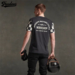 새로운 복고풍 승리 오토바이 반팔 빠른 건조 오프로드 라이딩 의류 남성용 흑백 바둑판 격자 무늬 티셔츠