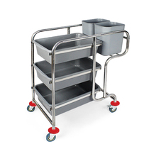 Hotel stainless steel push plate collection cart tableware collection cart restaurant hotel third T floor canteen small cart meal