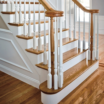 Chengdu Hongsen solid wood integral staircase Q factory direct sales customized indoor villa loft loft handrail step board vertical