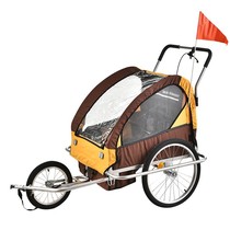 Bicycle rear stacking stroller double childrens foldable stroller hiking and sleeping parent-child travel stroller baby stroller