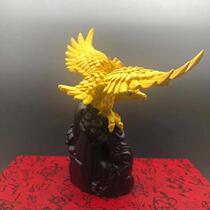 速发崖柏黄杨木雕动物老鹰摆件大展宏图大鹏展翅办公室实木工艺品