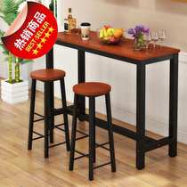 Household solid wood bar table iron small high x bar table simple casual coffee table retro art bar wall foot bar