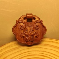 Indian old mountain sandalwood long life h wishful lock safety lock pendant wood carving no problem brand male and female baby portable pendant