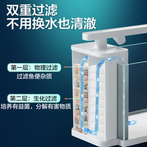 Spot new fish tank living room small household ultra-white glass tank lazy N-free water change ecological tank desktop seawater