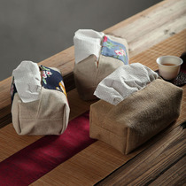 Cloth bag tissue box handmade cotton and linen paper box retro fabric car linen facial tissue bag tea ceremony fabric bag