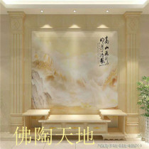 European light luxury marble Roman columns TV background wall microcrystalline stone tiles stone TV wall decorative frame