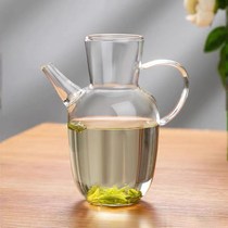 Water injection new Chinese style glass teapot green teapot high borosilicate cold brew teapot bamboo cup U large capacity holding pot for cooking