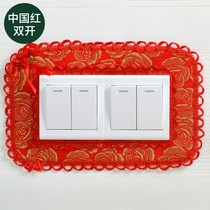 Switch protective cover fabric double switch wall sticker European style living room bedroom lamp plug Q seat panel decoration simple and modern