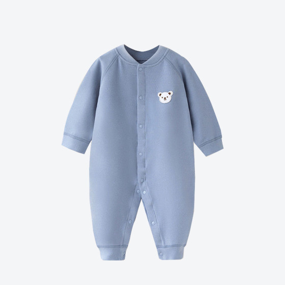 宝宝薄款连身衣德绒春秋防踢睡衣无骨贴身护肚长袖长裤哈衣