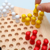 Hexagonal checkers a boy girl primary school parent-child game chess wooden checkers board game childrens educational play