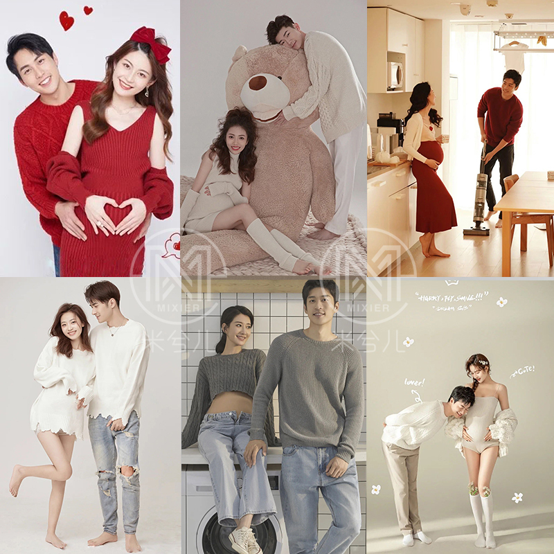Exhibition of New Autumn and Winter Sweaters, Maternity Photo Outfits, Trendy Dad and Mom Couple Outfits, Studio Couple Photography Exhibition of New Autumn and Winter Sweaters, Maternity Photo Outfits, Trendy Dad and Mom Couple Outfits, Studio Couple Photography