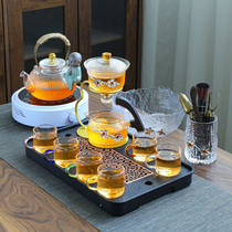 New hammer pattern lazy magnetic induction automatic tea making artifact high-end household Kung Fu tea cup tea set tea tray set