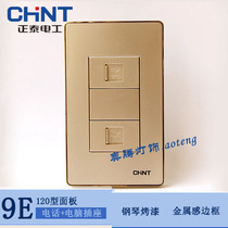 Switch socket 120 type NEW9E champagne gold telephone computer socket panel combination one word and one brain