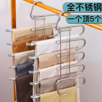 All stainless steel wardrobe trouser rack trouser clip telescopic folding multi-layer trouser hanger hanging trouser storage hanging