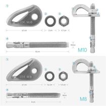Conseillé Lept M10 rocailleux rocailleux grimpeur en pierre grimpante pièce pendante pièce M8 en acier inoxydable point dancrage fixant le point dancrage
