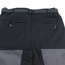 Autumn and winter warm fleece pants outdoor fleece pants mens slim stretch soft shell splicing hiking sports mountaineering