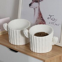 Ceramic cat bowl protects cervical vertebra high-leg dog bowl dog rice bowl cat double bowl cat food bowl prevents overturning pet drinking water