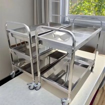 Stainless steel dining cart 304 hotel bowl cart multi-functional double-layer trolley O cart ice powder stall cart wine cart