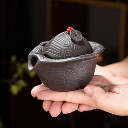 Spot quick-release purple sand teapot rich Jia Fang original mineral purple clay teapot turtle shell hand-caught teapot kung fu handmade