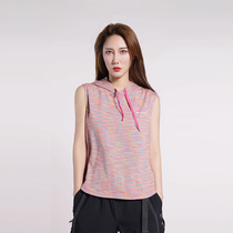 Running vest for women in summer breathable and lightweight sleeveless F-shirt rainbow top hooded vest outdoor quick-drying
