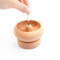 Handmade beading bowl rice beads tube beading tool free beading needle 10cm manual embroidery beech wood beading artifact