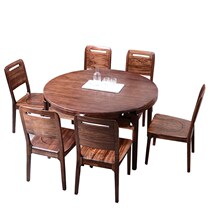 Pure ebony wood solid wood dining table and chair set sideboard combination one table six chairs square and round dining table