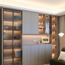 Promotional glass cabinet door minimalist narrow-sided wardrobe wine cabinet bookcase cloakroom brown Changhong tempered glass door customization