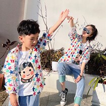 Fried street parent-child wear 2022 spring and autumn new fashion Korean version mother and child casual mother and daughter handsome boy shirt baby top