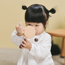 Crop ZOWOO Baby Baby Newborn Wooden Paintless Rattle Soothing Grip Indoor Toy Rattle Gift