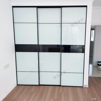 Wall-mounted metal wardrobe door custom sliding door environmentally friendly tempered glass sliding door one door to top solid wood cloakroom
