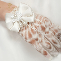 Factory sales childrens wedding dress flower girl dress gloves girls princess dress mesh O stretch gloves bride wedding hands