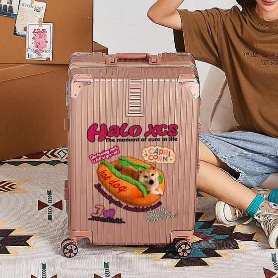 卡通涂鸦行李箱2023新款男20寸旅行箱女学生万向轮直角拉杆密码箱