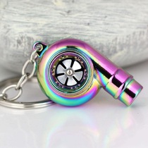 Manufacturer turbine keychain metal j metal whistle sound supercharger key chain modified car pendant male personality gift