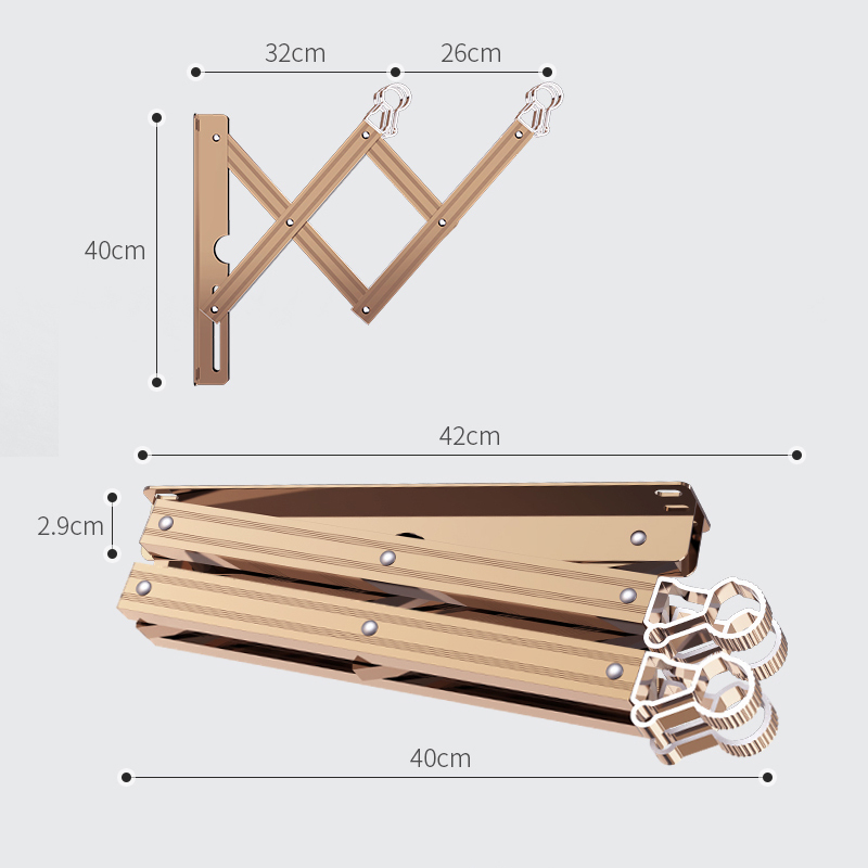Aluminum Alloy Telescopic Clothes Drying Rack Bracket with Thickened Base, Balcony External Push-Pull Bracket Accessories Suitable for 28/34 Poles