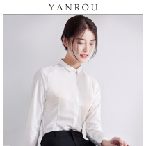 Small collar white shirt womens long-sleeved career interview formal overalls tooling 2021 spring and autumn white temperament shirt