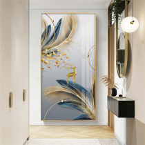 Modern simple porch decorative painting vertical light luxury feather elk entrance corridor aisle end hanging painting wall mural