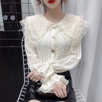 Korea 2021 spring new doll collar fashion long sleeve shirt women ins foreign style joker loose lace shirt